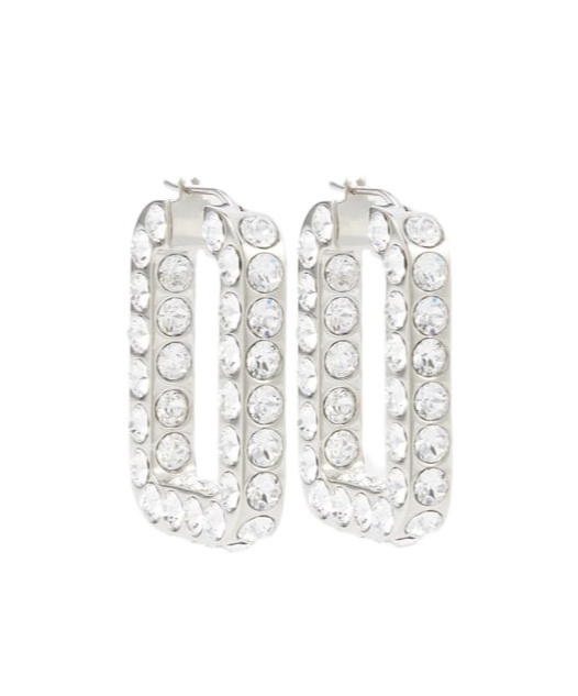 Amina Muaddi Charlotte Embellished Hoop Earrings In White