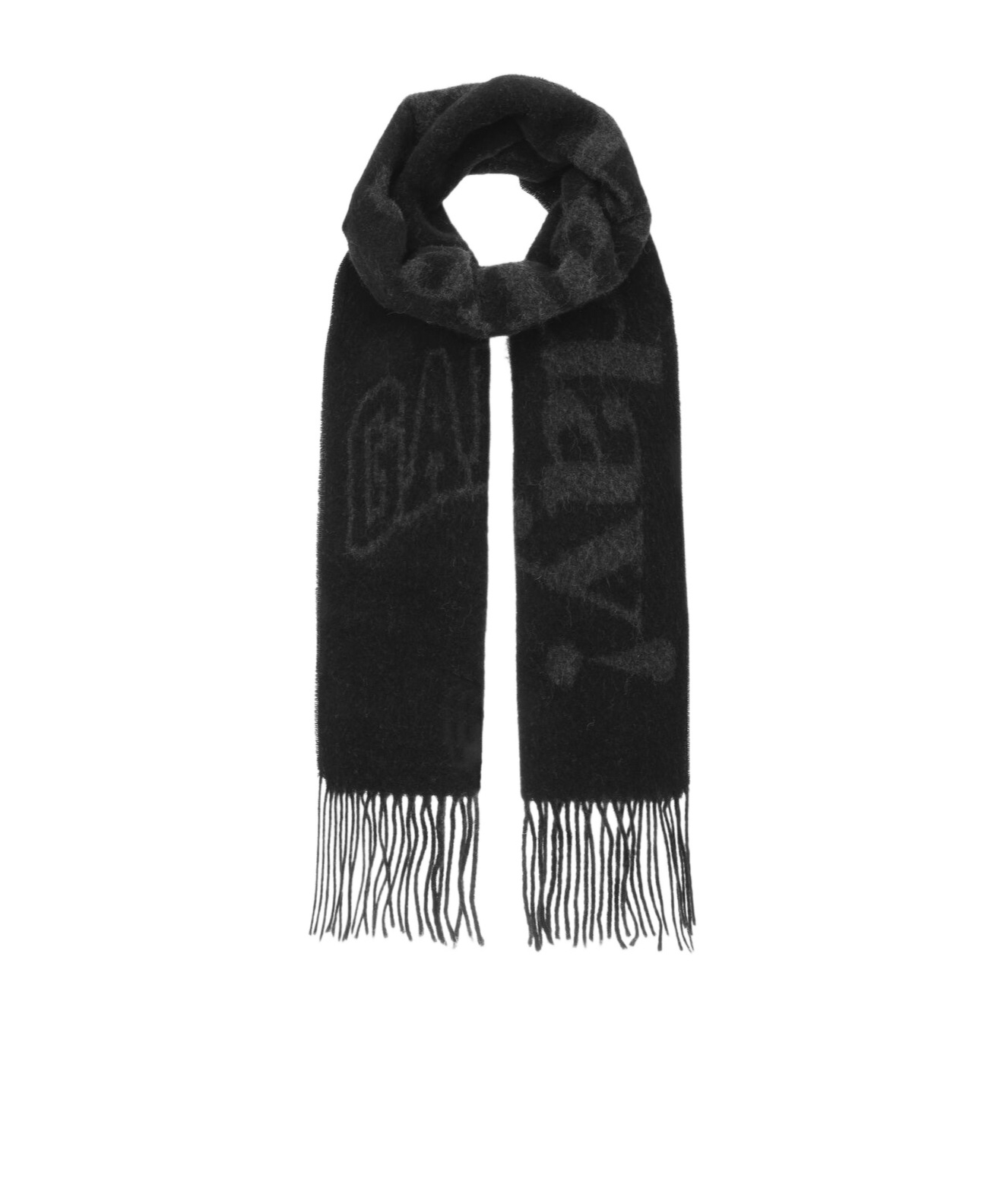 Ganni Please Recycle Scarf In Black