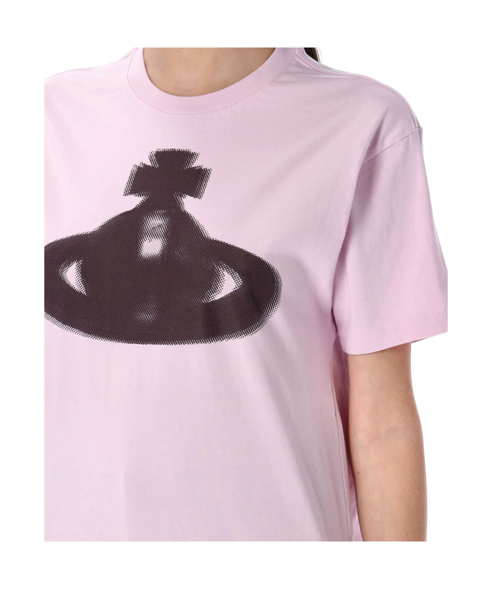 Vivienne Westwood Crew Neck Graphic Print Spray-paint Effect Top In Purple