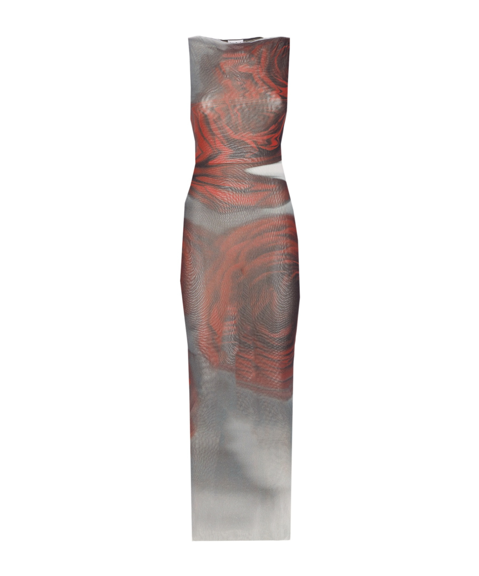 Jean Paul Gaultier Boat Neck Blurry Roses Printed Sleeveless Dress In Multi