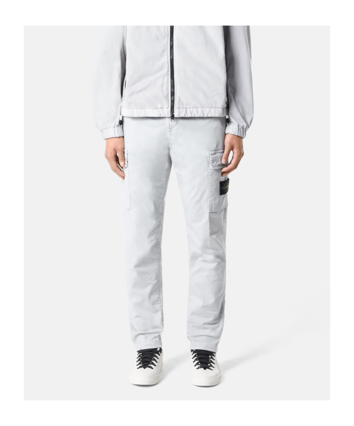 Stone Island Tapered Leg Cargo Trousers In Pearl Grey