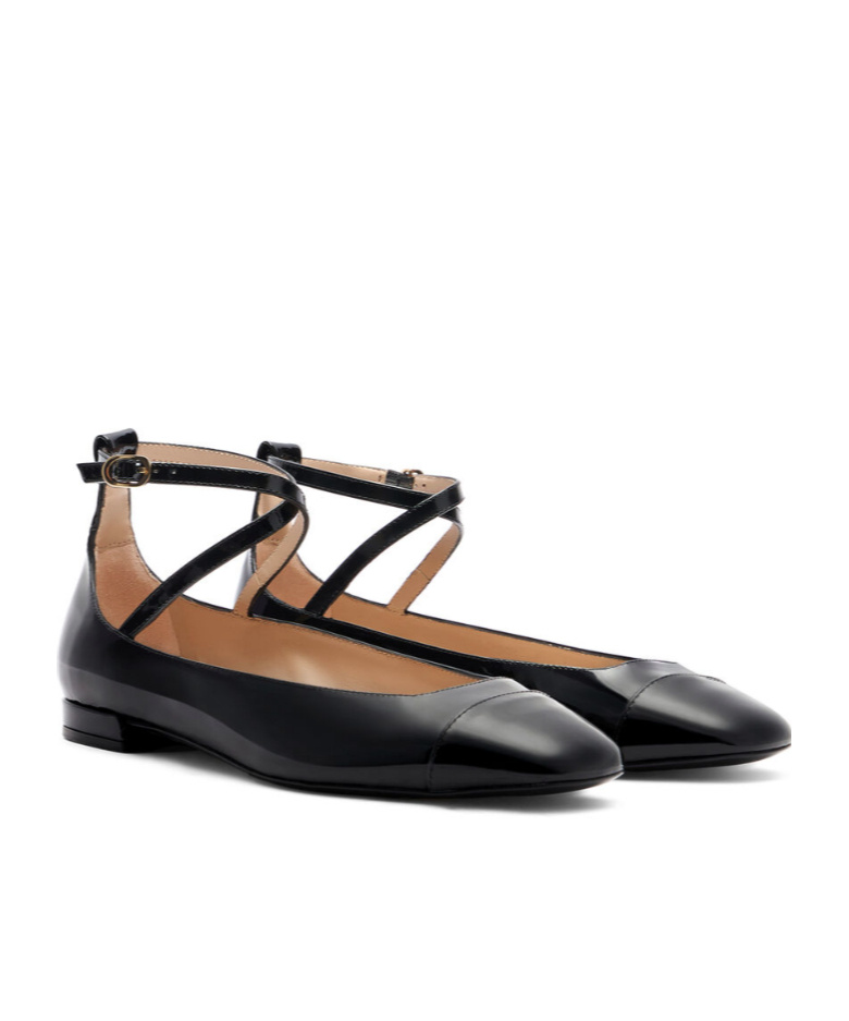 Stuart Weitzman Eden Crystal-embellished Patent-leather Ballet Flats In Black