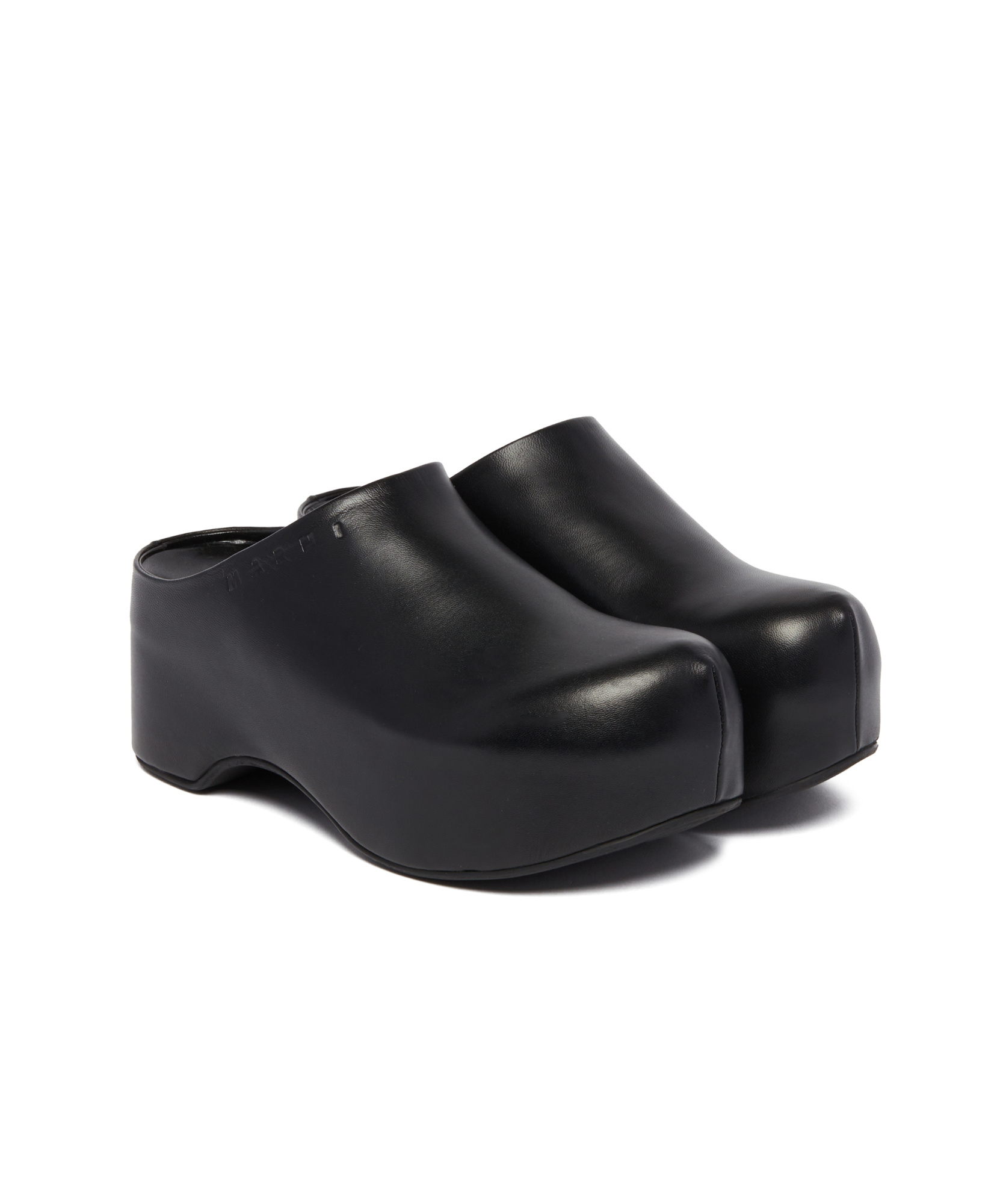 MARNI BLACK LEATHER CHUNKY CLOG SABOT