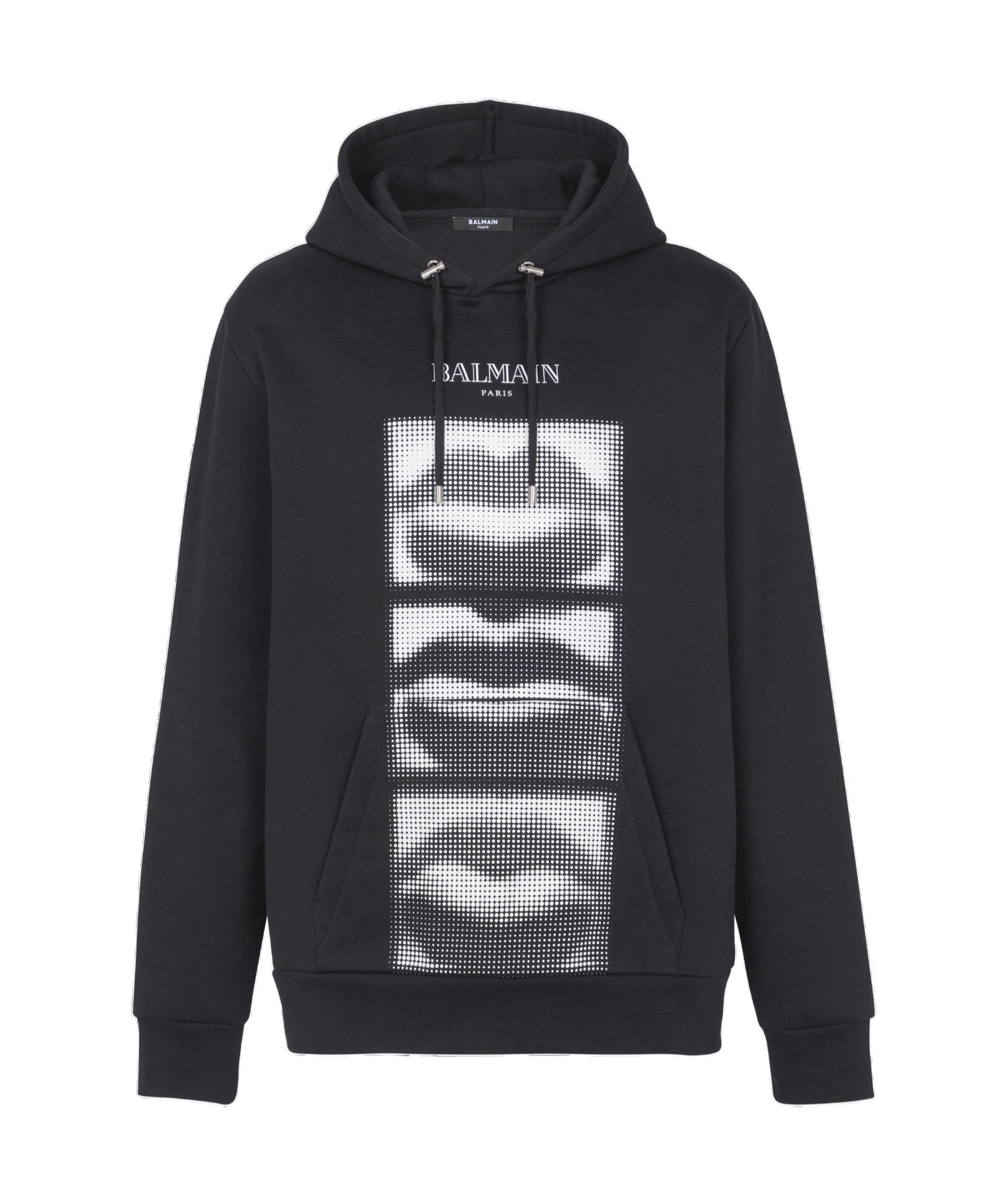 Balmain Men's Lips Print Hoodie In Black