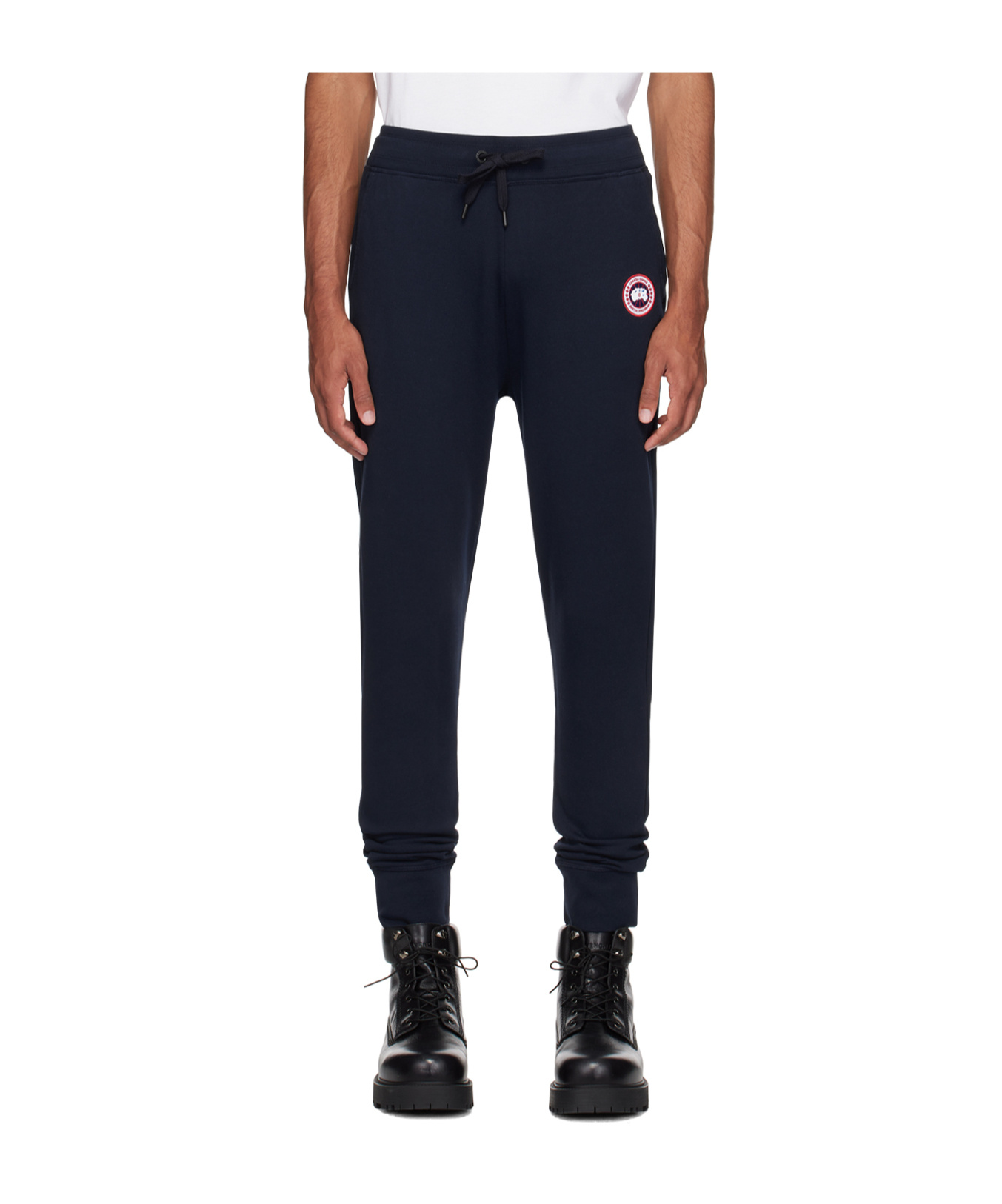 Canada Goose Men Black Cotton Logo Patch To The Front Elasticated Ankles Elasticated Drawstring Wais In Black