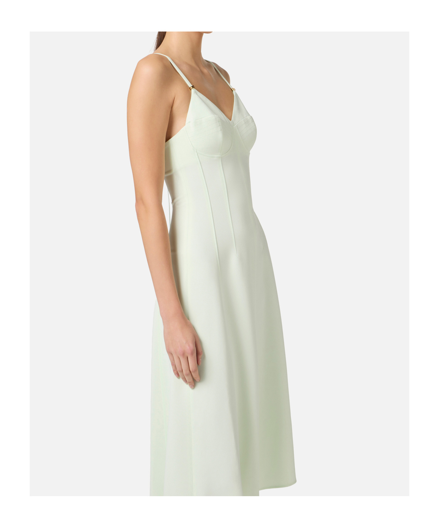 Elisabetta Franchi Lace-up Detail Crepe Midi Dress In White