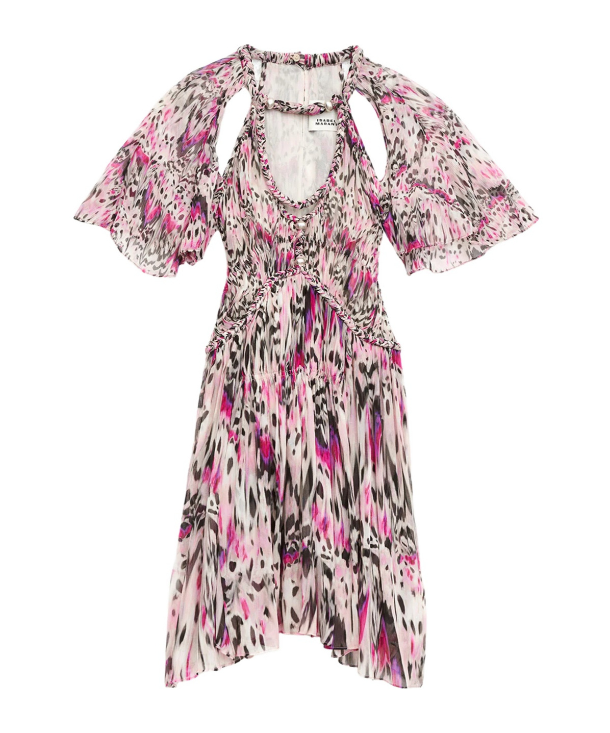 ISABEL MARANT RANDALIA SHORT DRESS IN GATHERED SILK