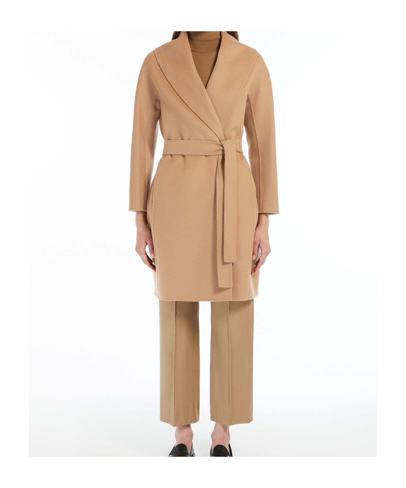 Max Mara Short Double-faced Wool Coat In Brown