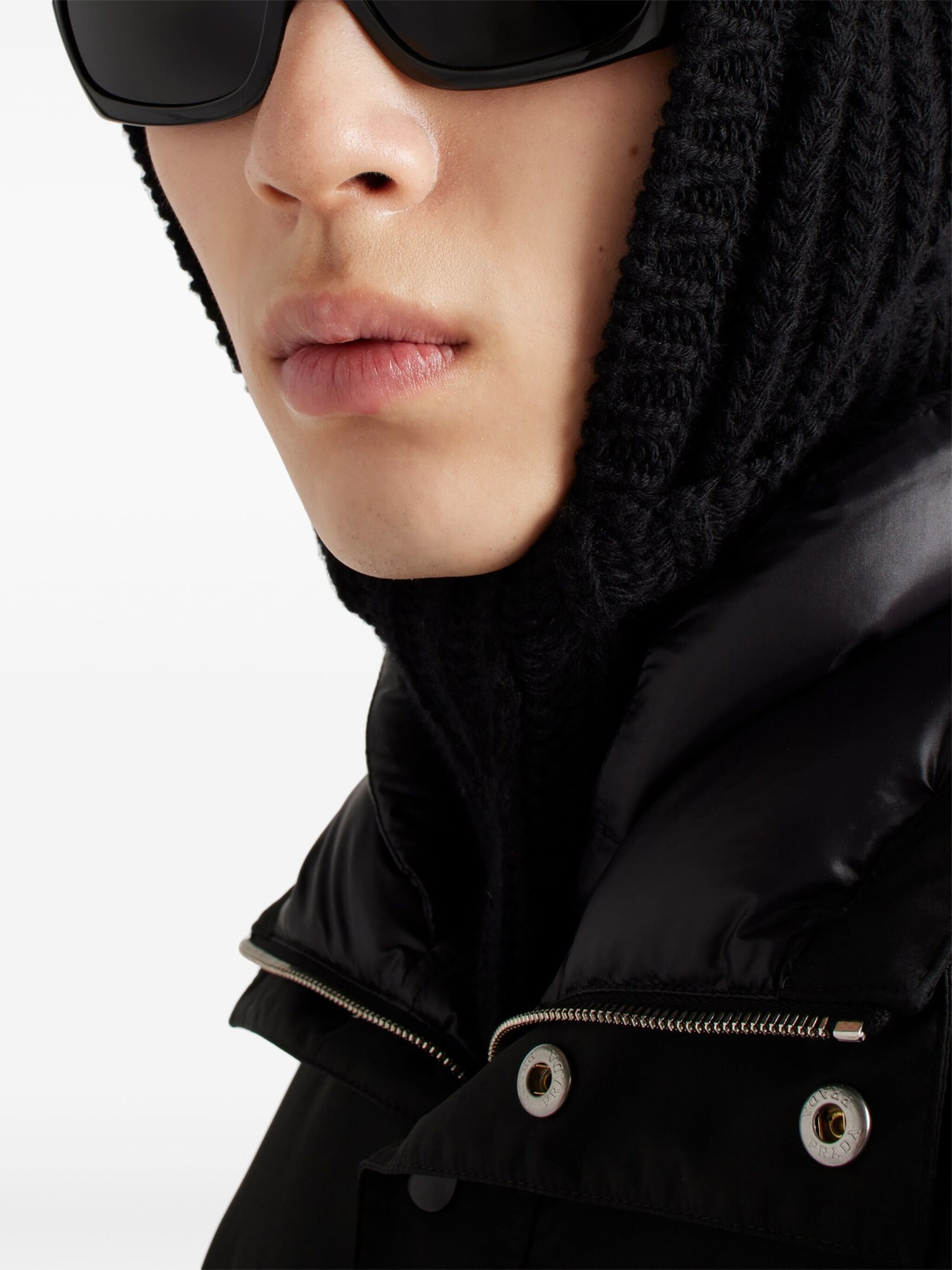 Shop Prada Technical Fabric Down Jacket With Hood In Black