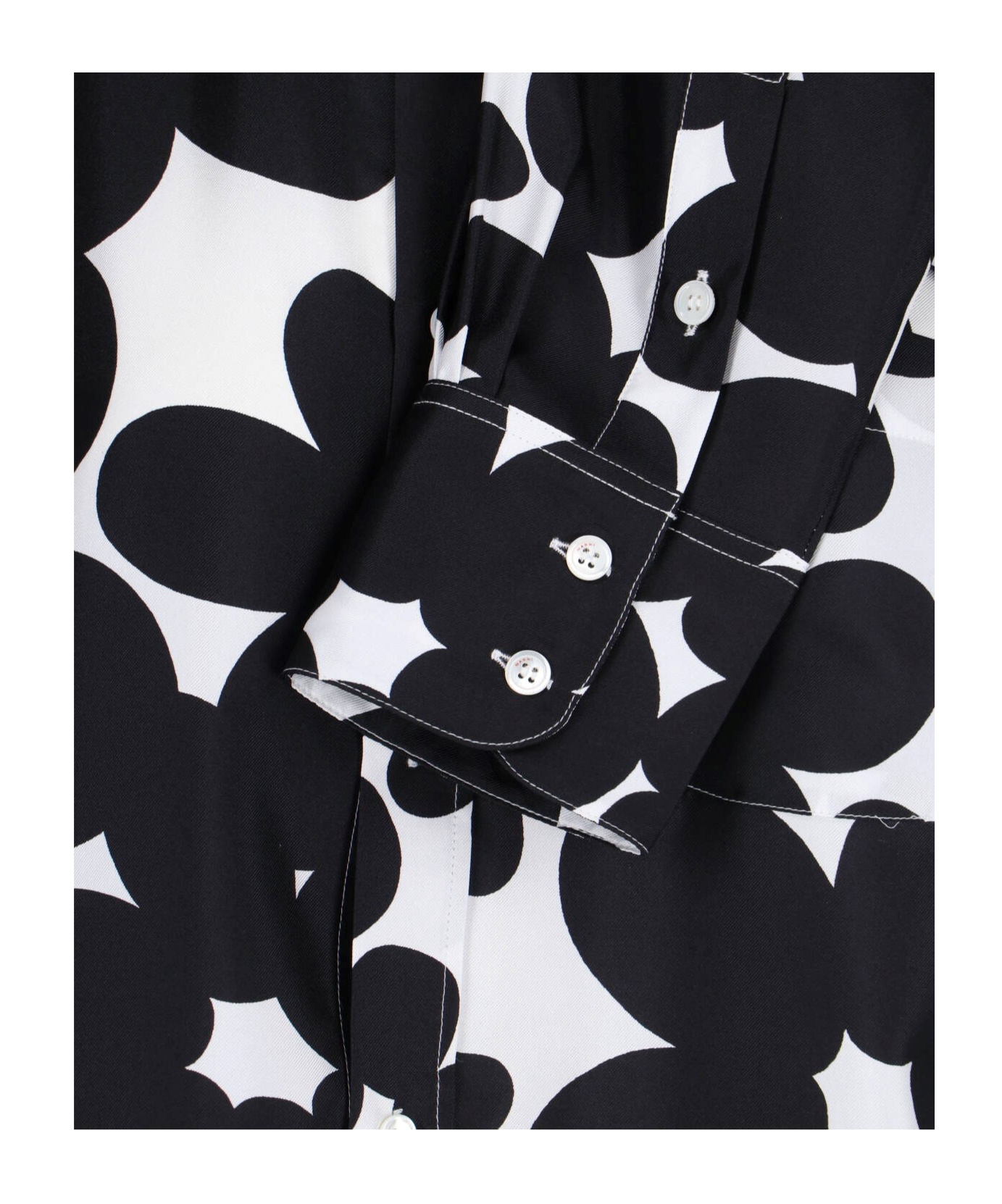 Marni Floral Pattern Black Silk Shirt In Black