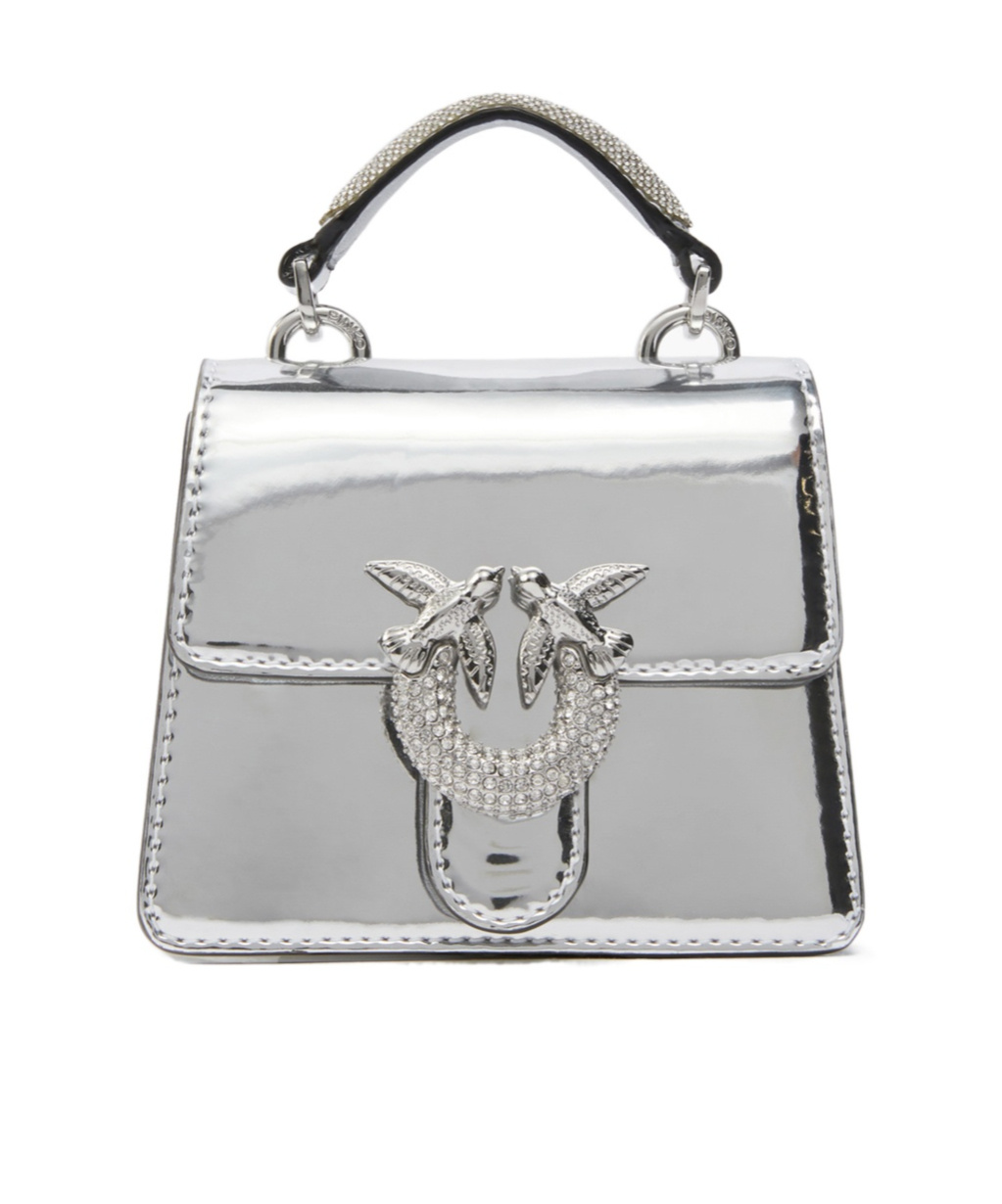 Pinko Top Handle Shoulder Bag In Gray