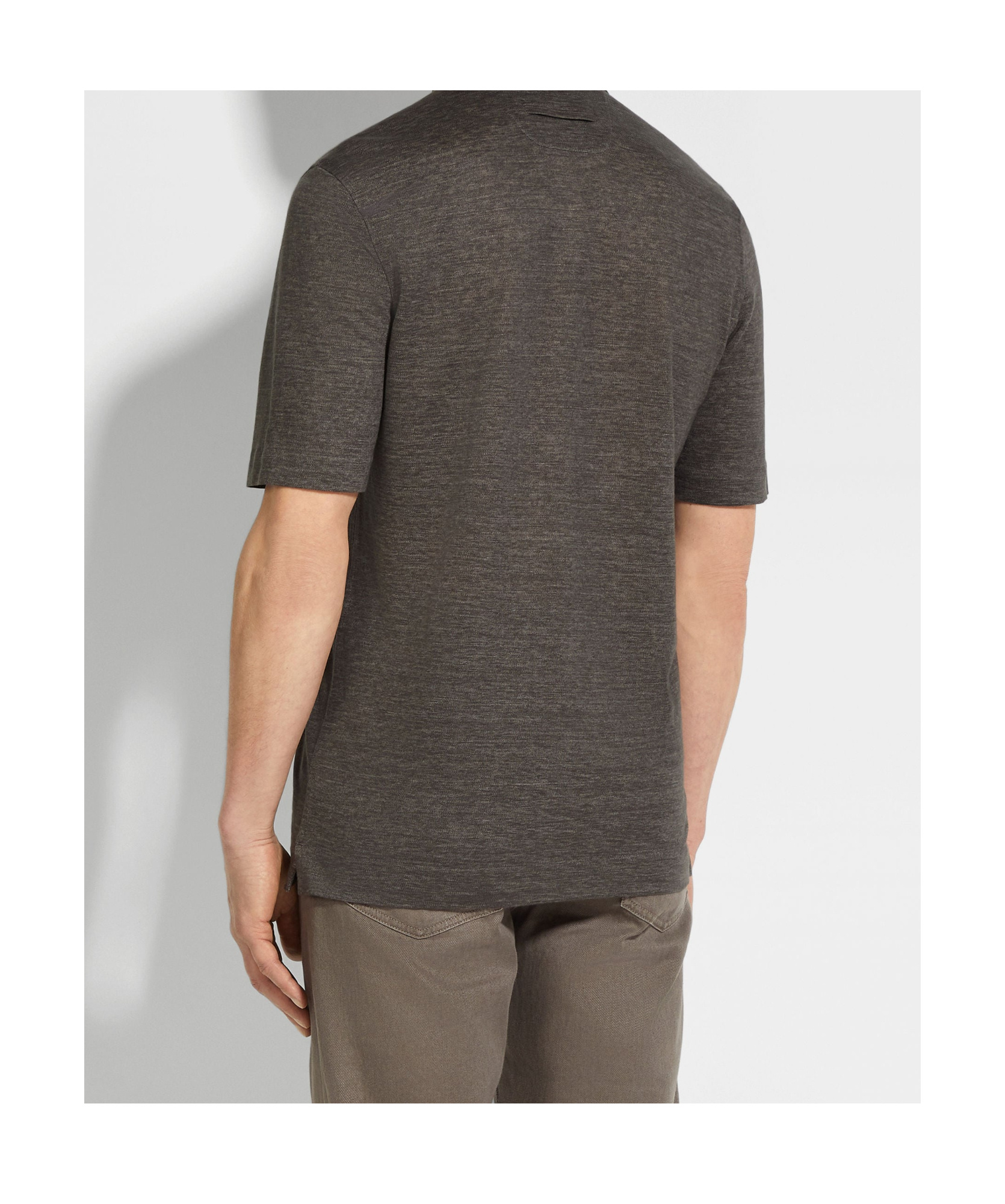 Zegna Oasi Lino Short-sleeved Polo Shirt In Brown