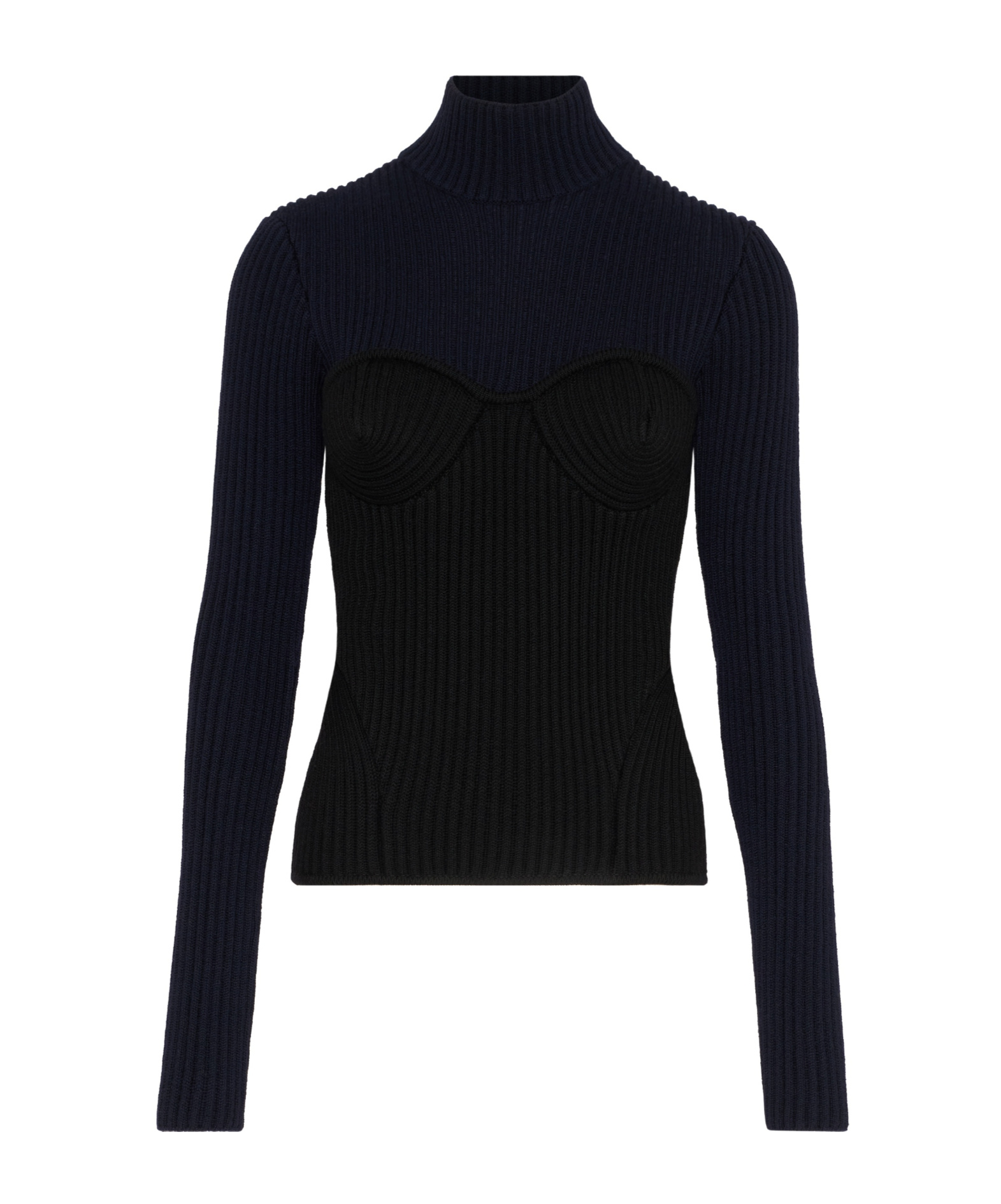 Jean Paul Gaultier Ribbed Merino Wool Turtleneck Sweater In Black