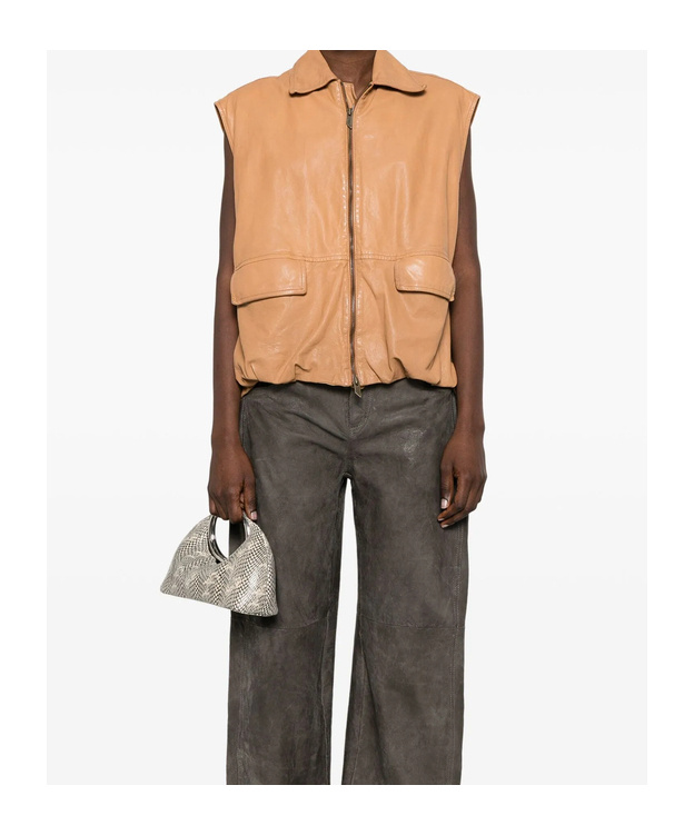 Salvatore Santoro Leather Waistcoat Santoro In Nude