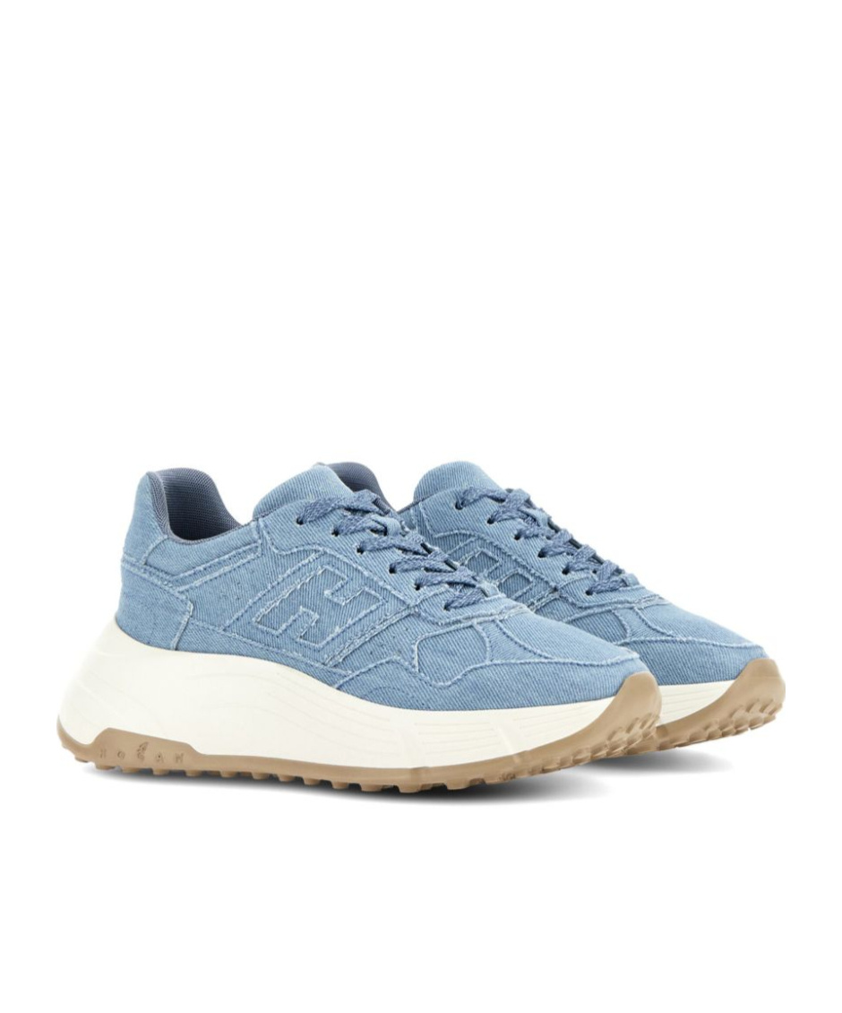 Shop Hogan Denim Sneakers In Blue
