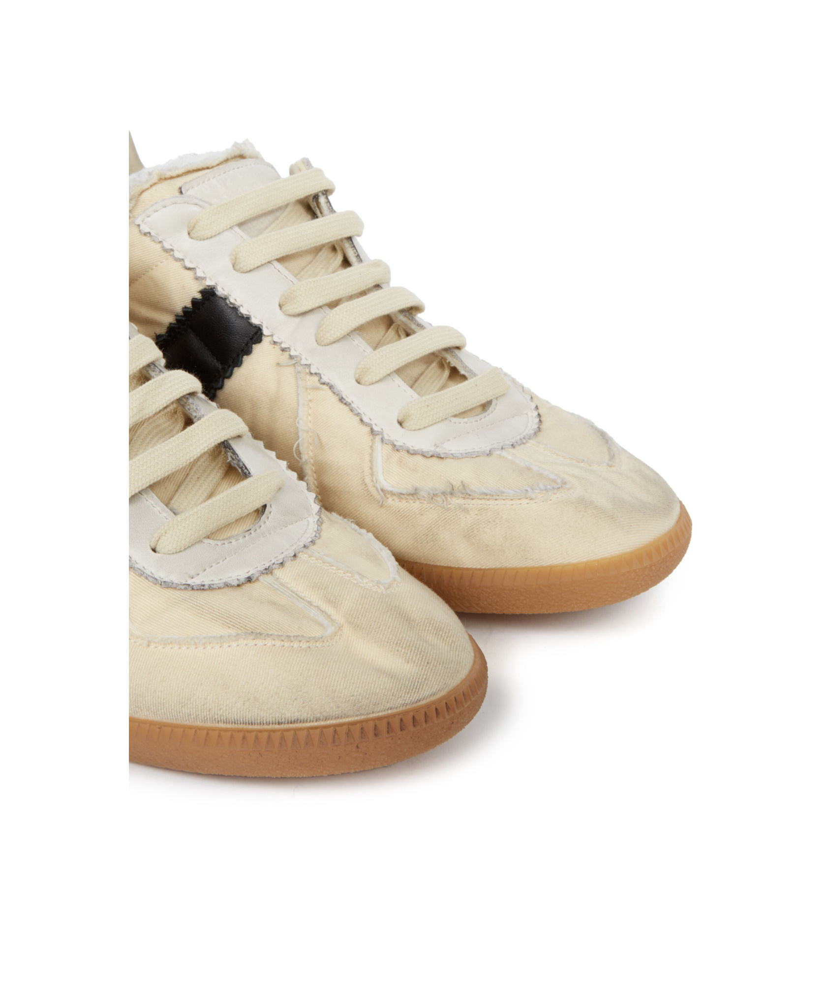 Maison Margiela Replica Leather And Suede-trimmed Twill Sneakers In Nude