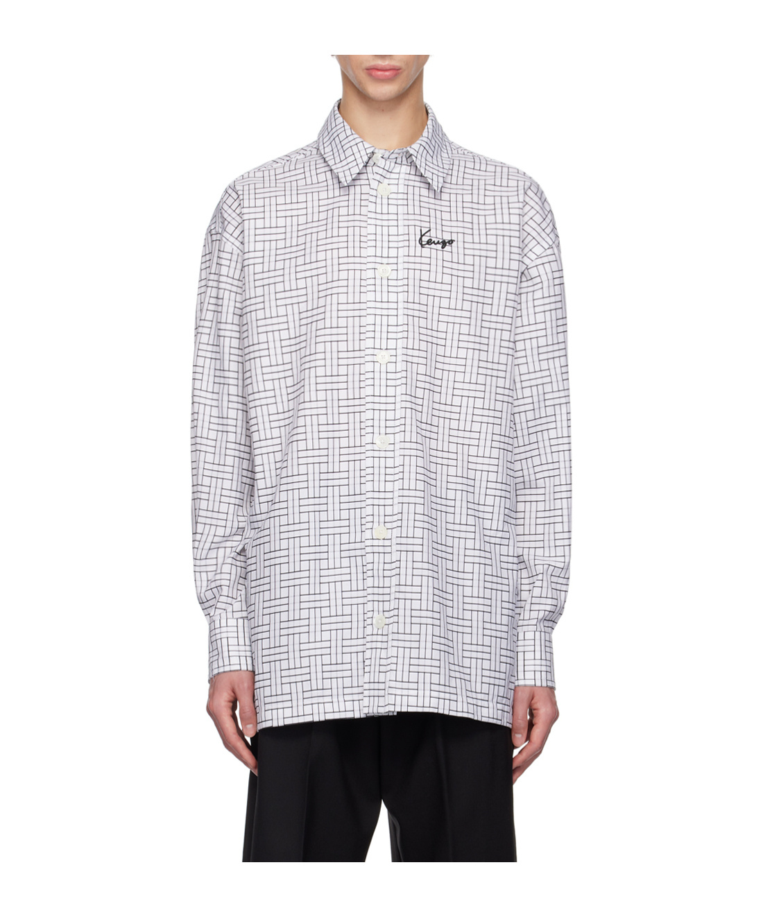 Kenzo Oversize Geometric Pattern Shirt In White