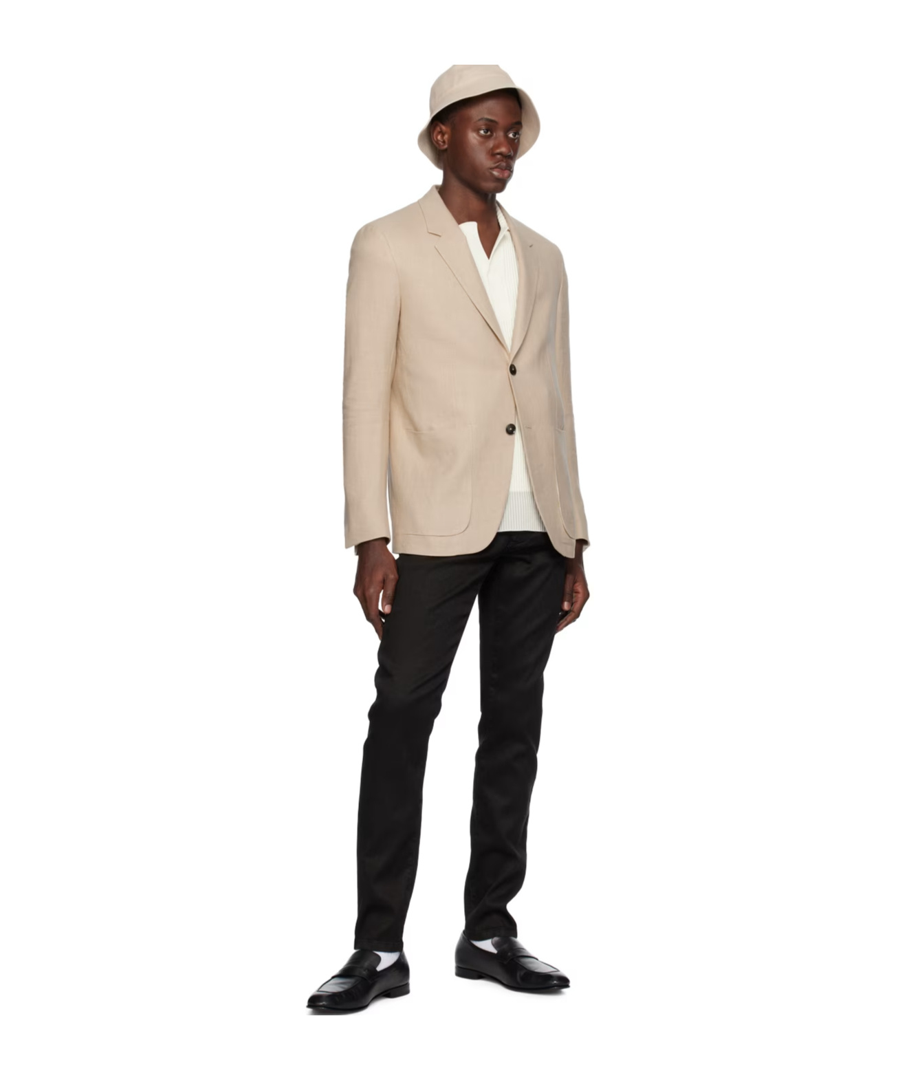 Zegna Flattened Collar Suit Jacket In Nude