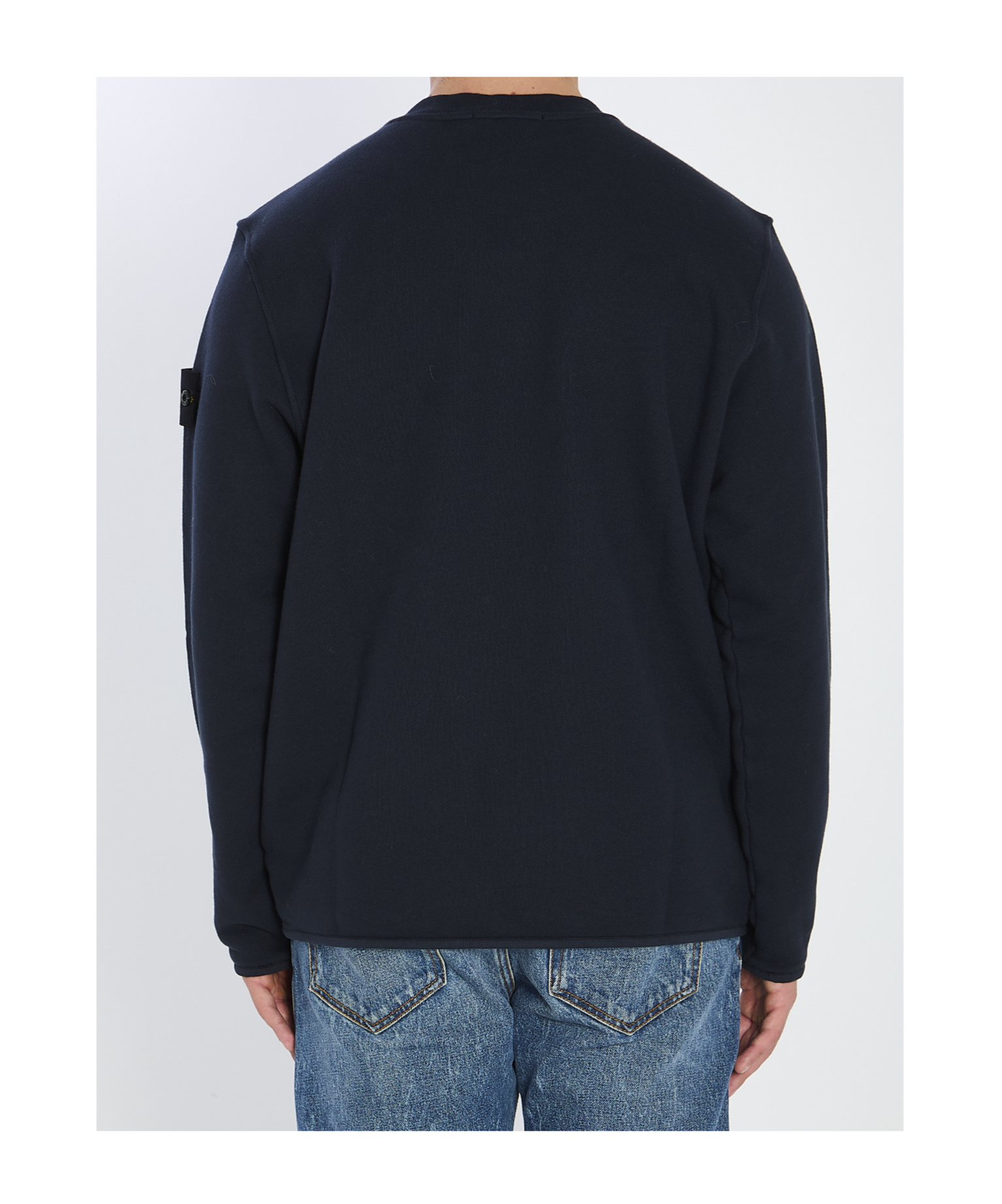 Stone Island Heavy Cotton Crewneck Sweatshirt In Blue