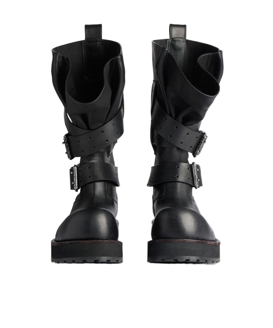 Balenciaga Mid-calf Leather Boots Rubber Sole In Black