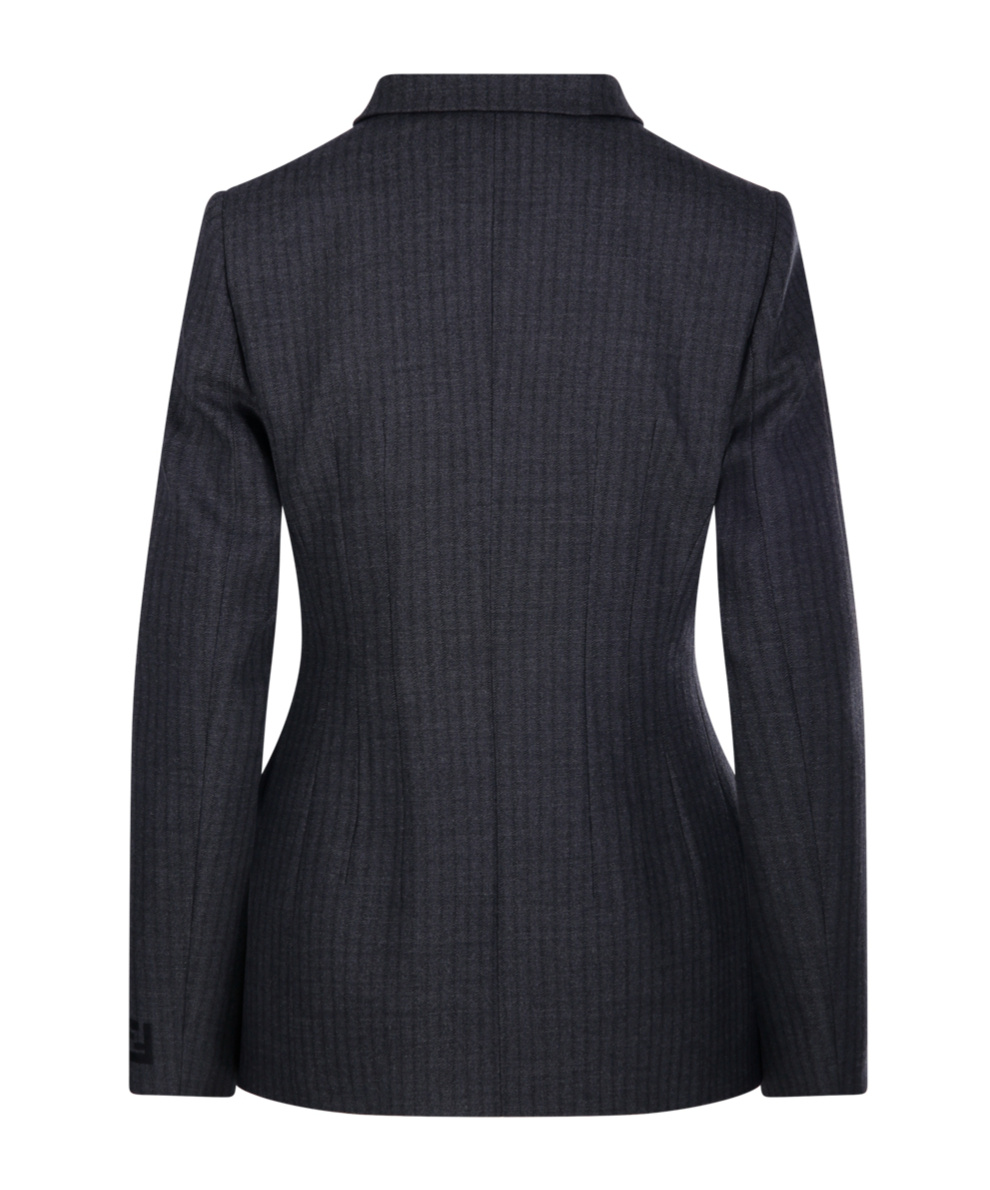 Fendi Striped Suit Coat In Black