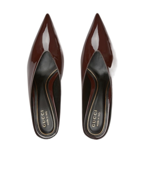 Gucci Women Sabot 97 In Glossy Patent Leather In Brown