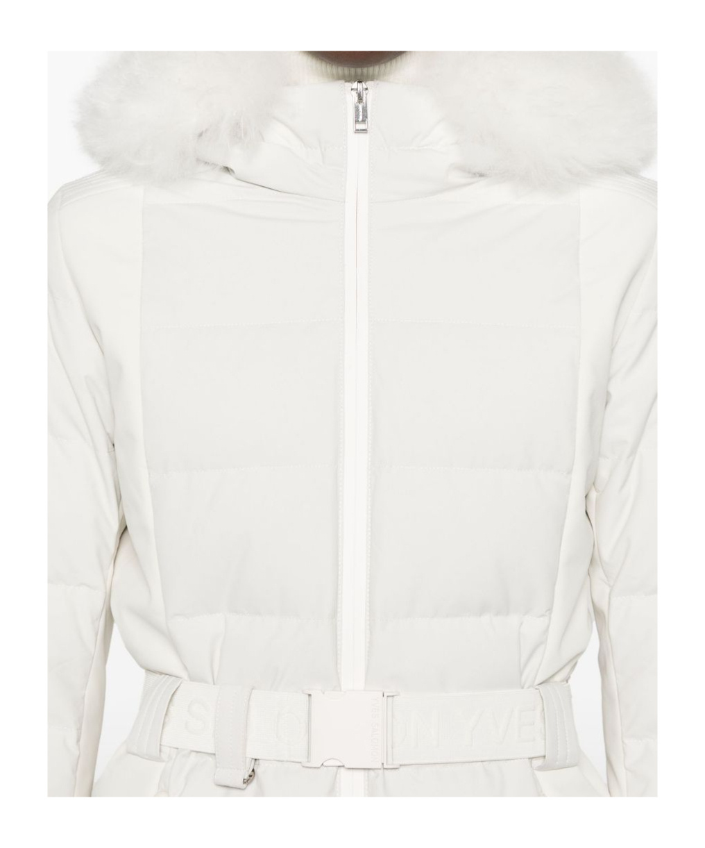 Yves Salomon Belted Ski Jacket In White