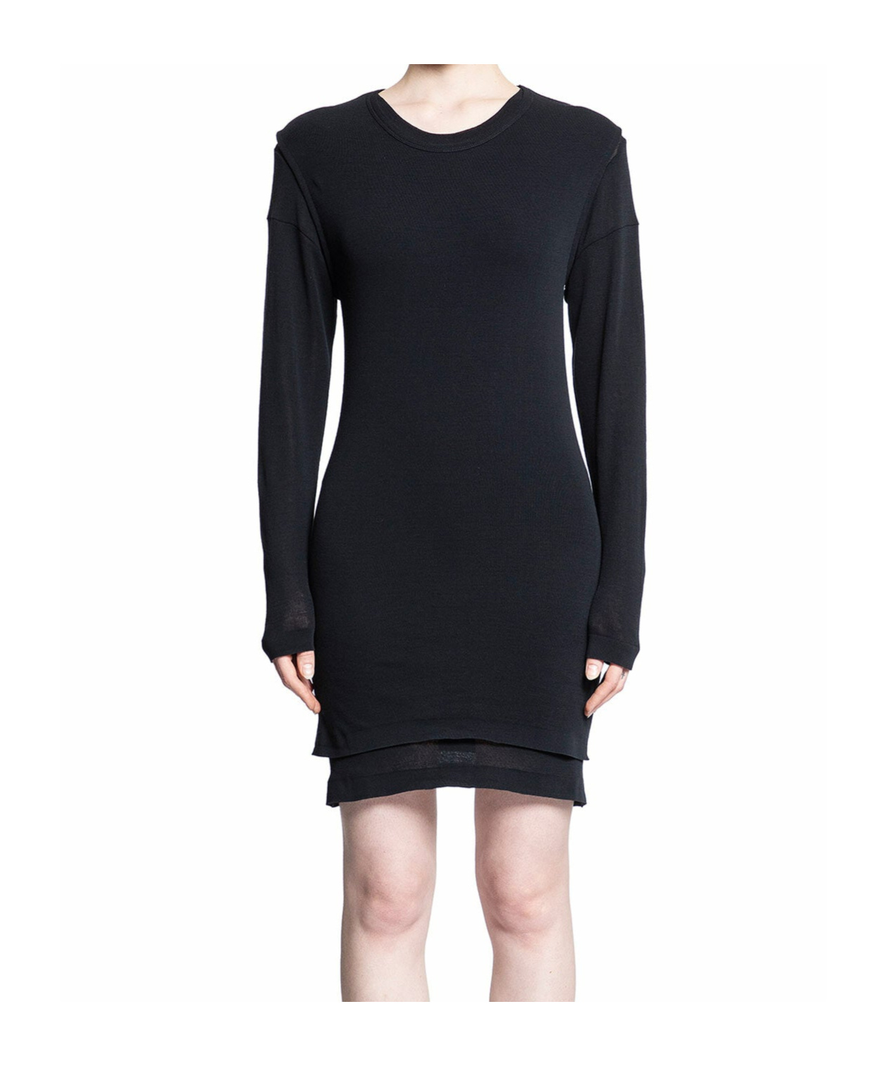Lemaire Double Layered Knitted Mini Dress In Black