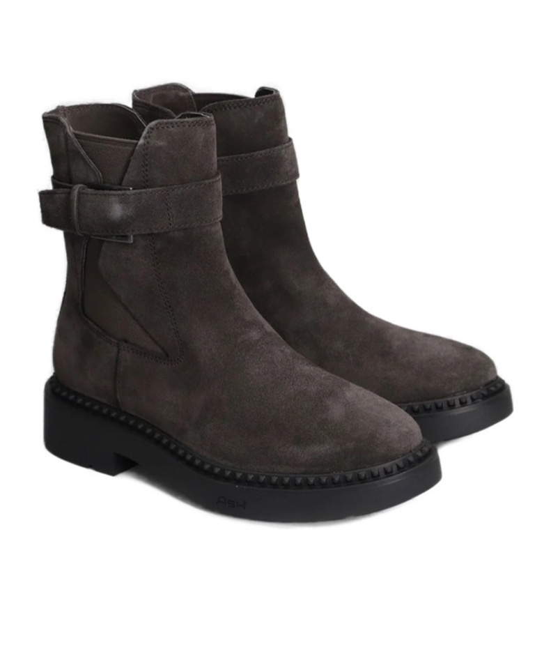 Ash Woman Ankle Boots Charcoal Size 8 Leather In Black