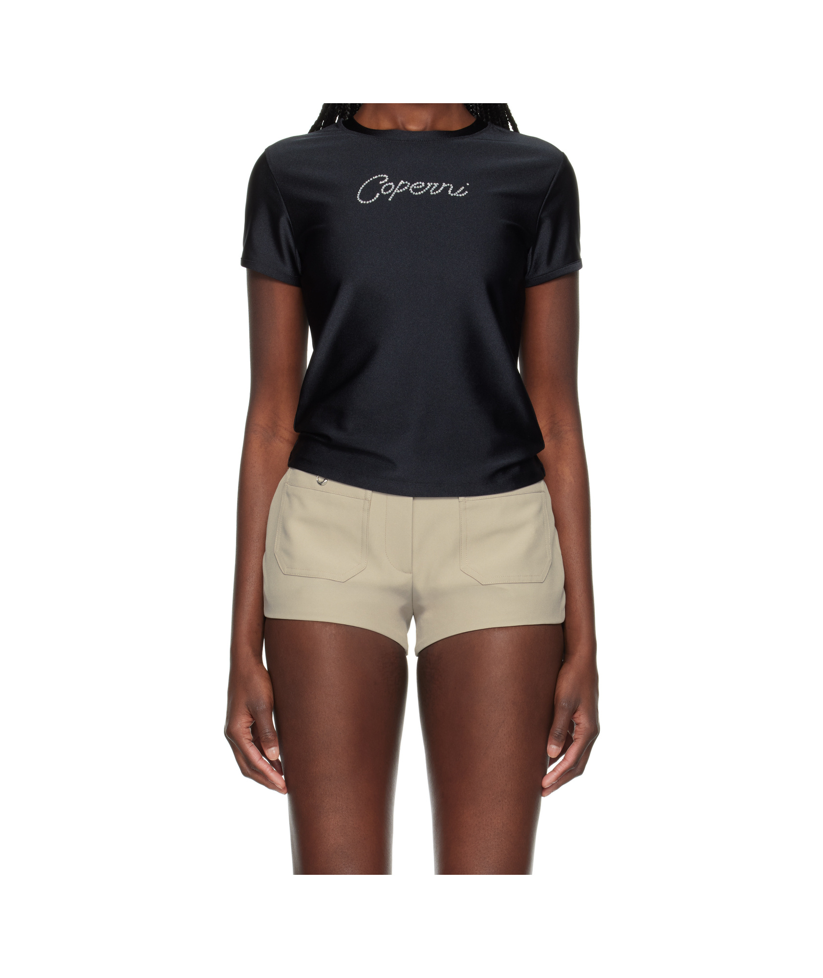 Coperni Womens Crystal Logo Short-sleeve Jersey T-shirt Black Xs In Black