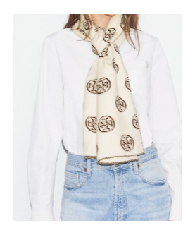 Tory Burch T Monogram Oblong Scarf In Green