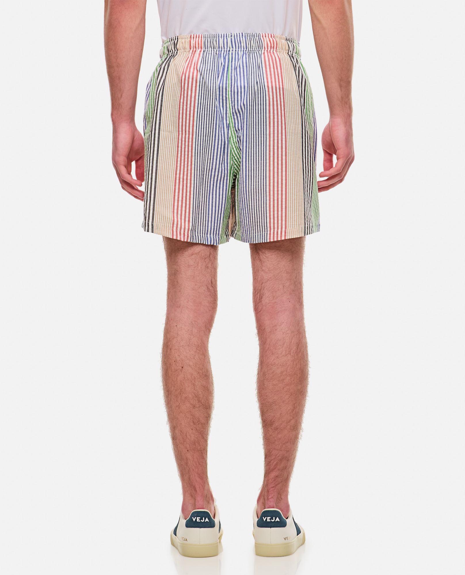 Howlin' Striped-pattern Seersucker-texture Shorts In Multicolor