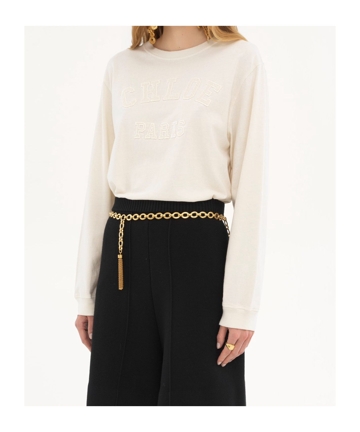 Chloé Long-sleeved Loose T-shirt In White