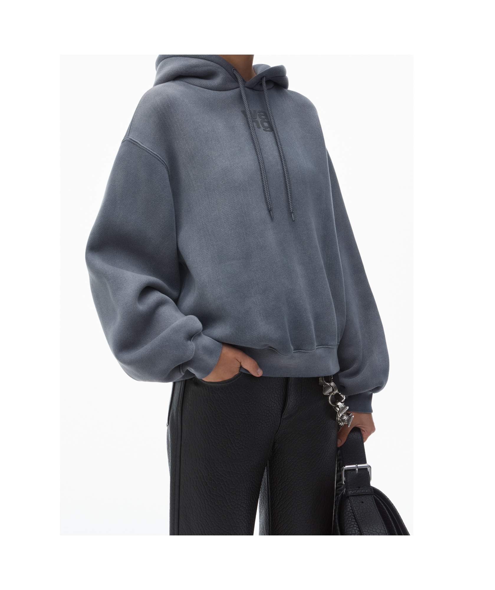 Shop Alexander Wang Essential Hoodie In Gray