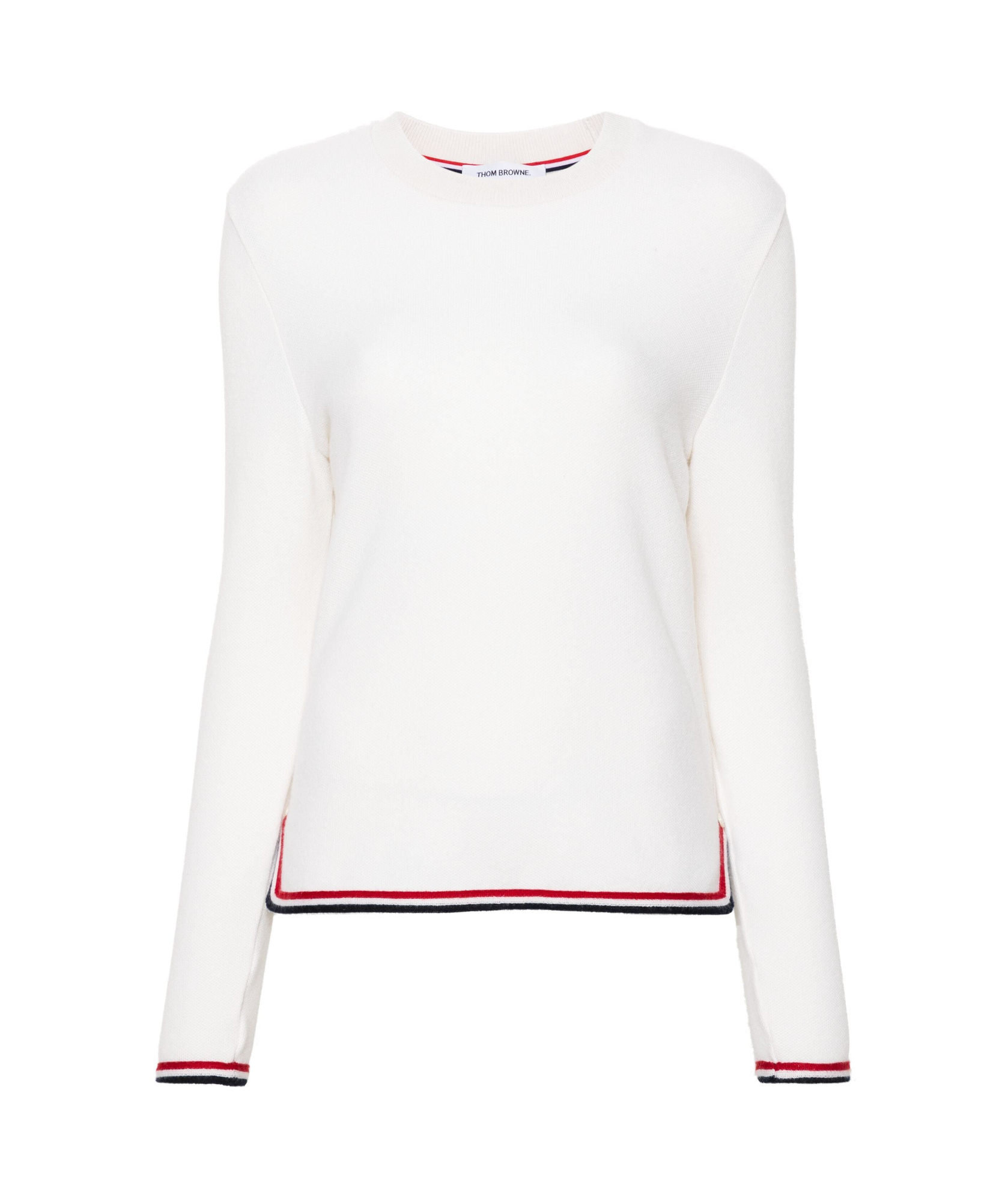 Thom Browne Striped-border Cashmere Jumper In White