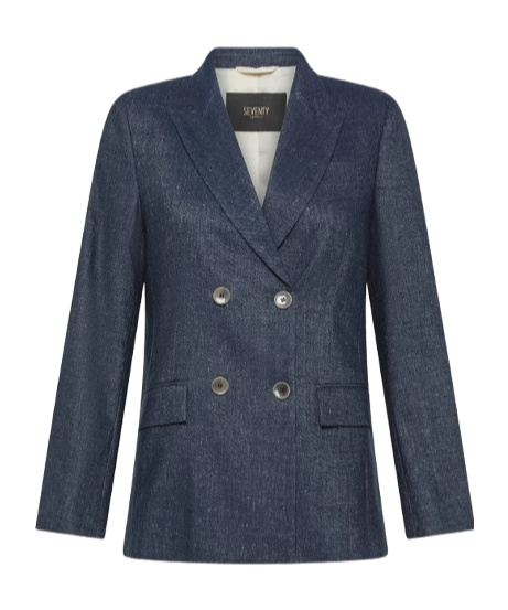 Seventy Blue Stretch Double Breasted Jacket