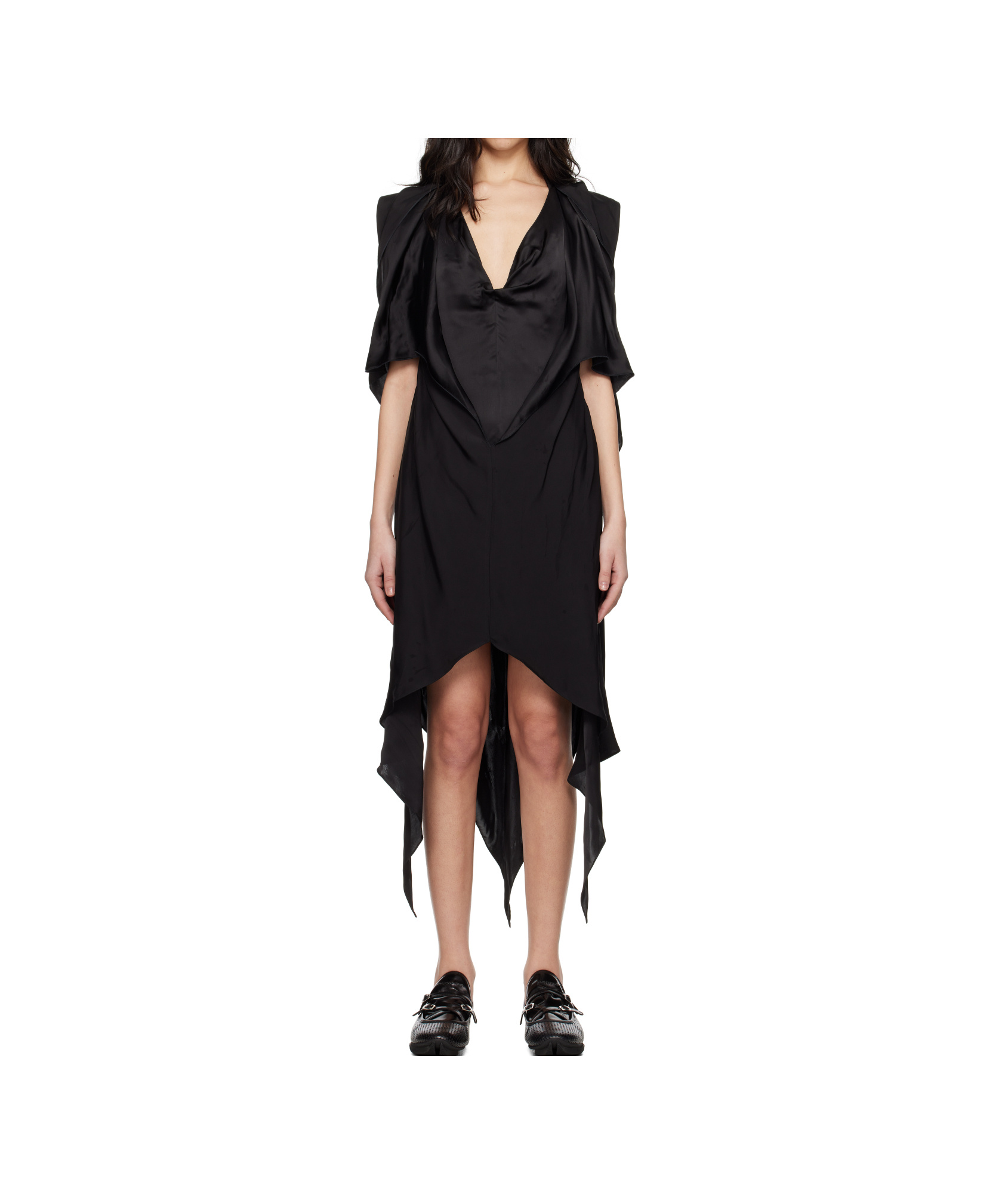 Kiko Kostadinov Black Fornax Draped Midi Dress In Black