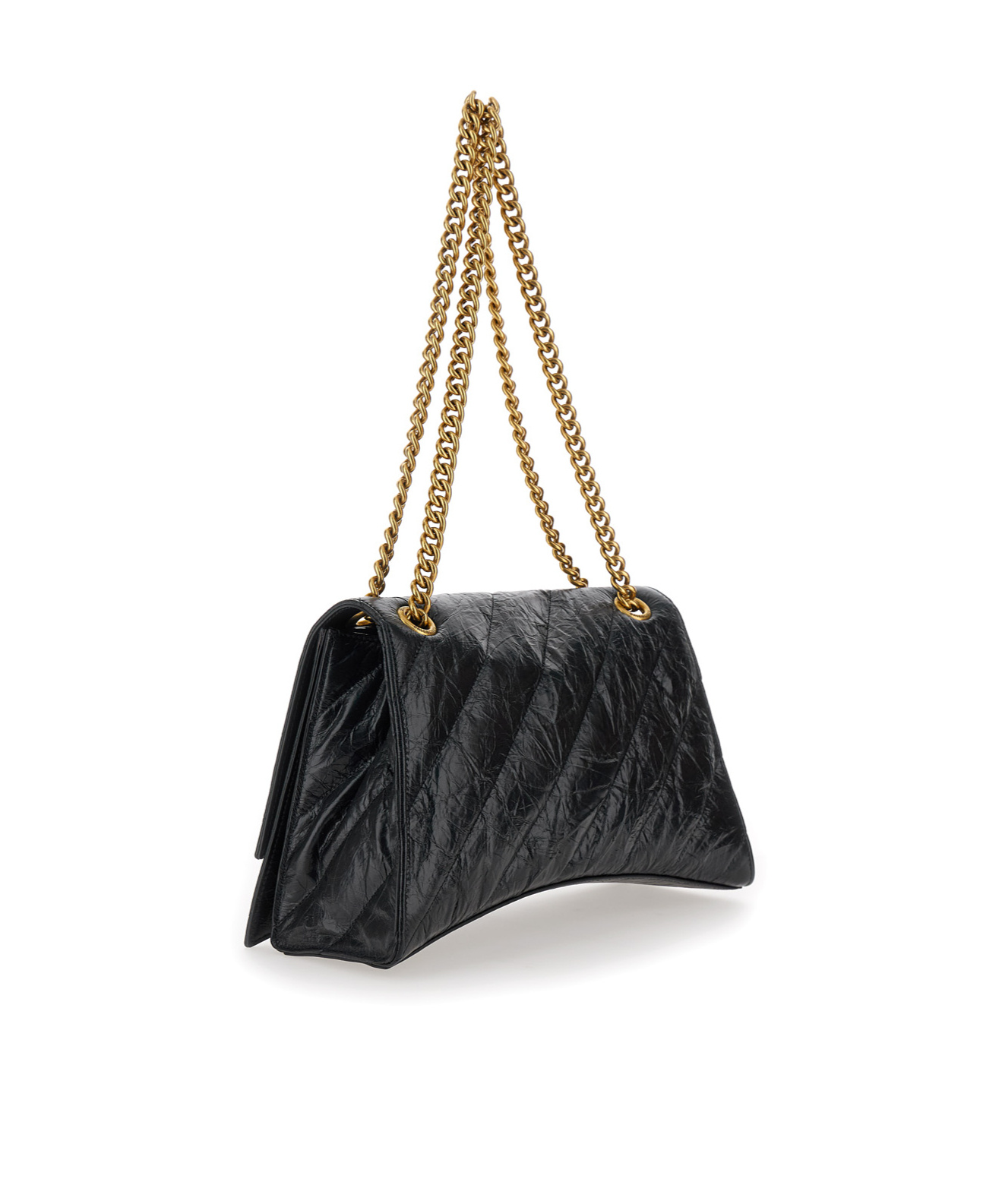 Balenciaga Leather Shoulder Bag With Frontal Monogram In Black