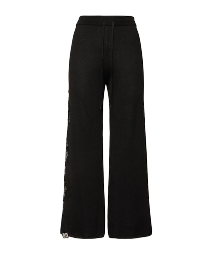 Ermanno Scervino Embroidered Wool Blend Knit Pants