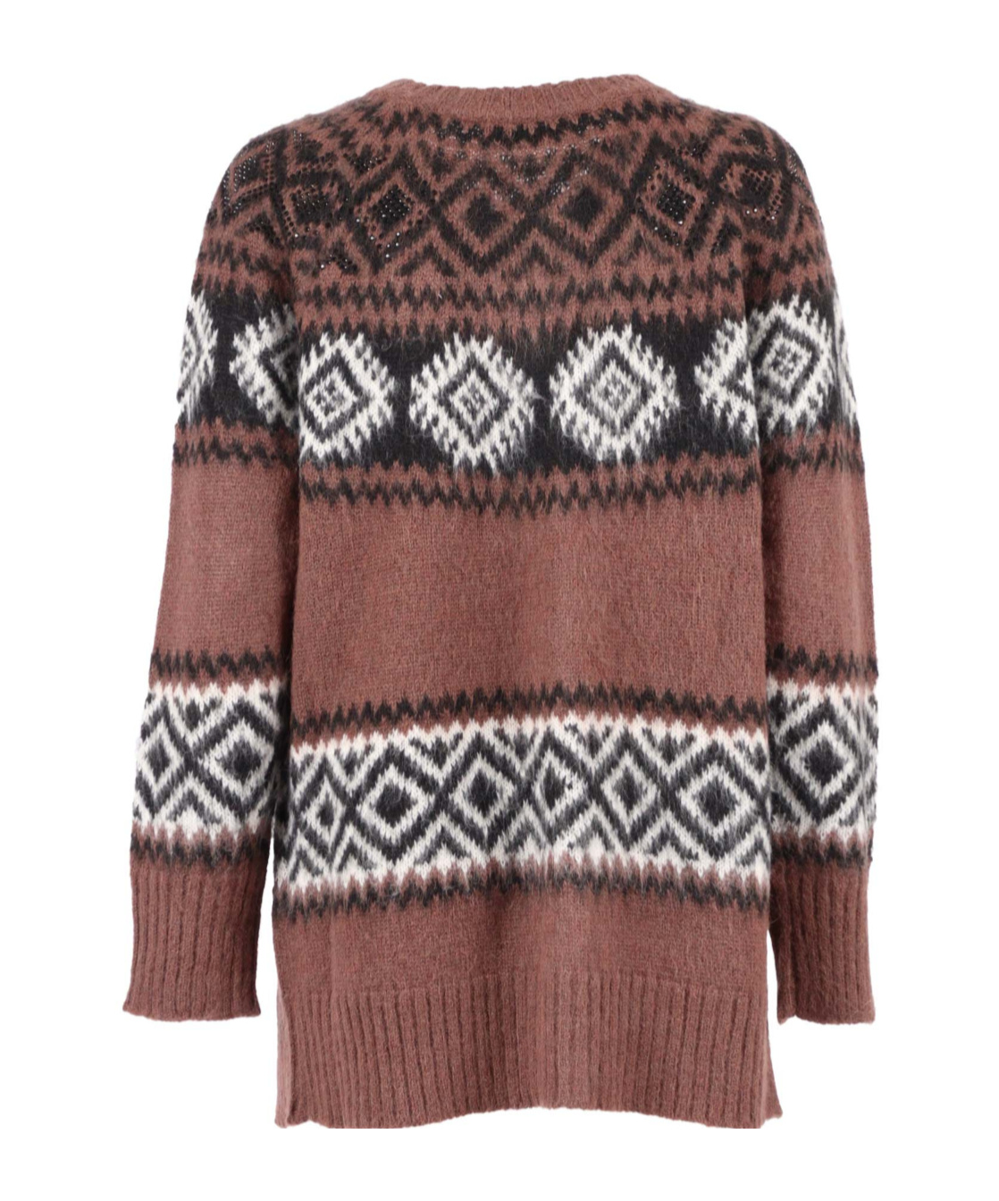 Ermanno Scervino Soft White Alpaca Blend Cardigan With Button-down Front In Brown