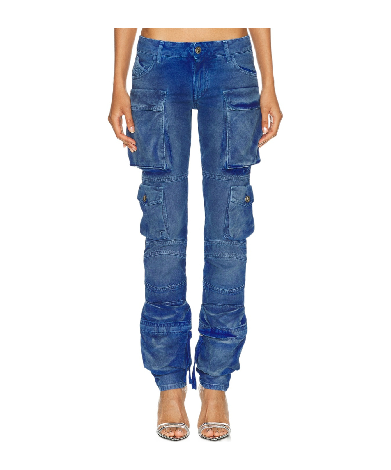 Attico Low-rise Cargo Jeans In Blue