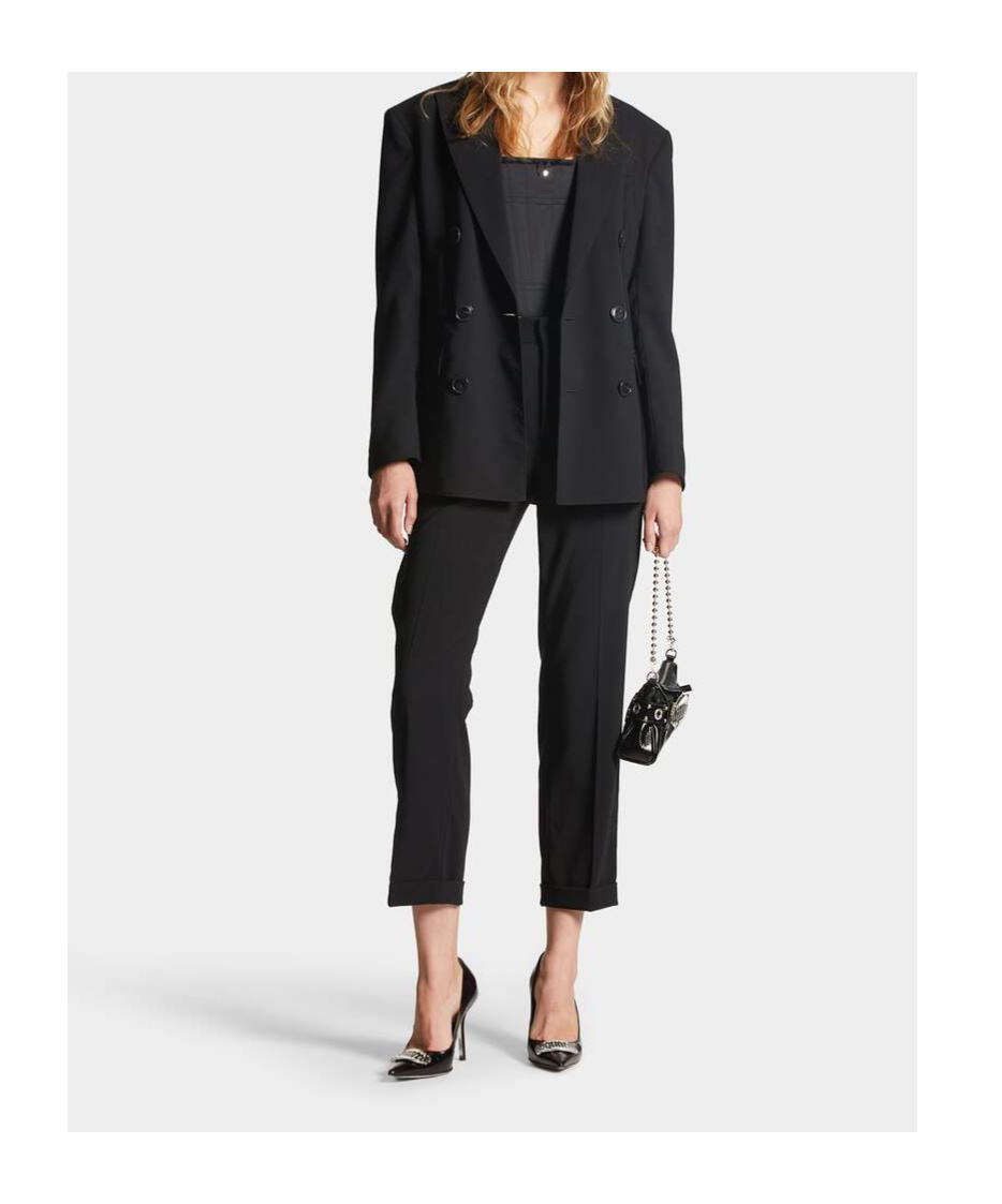 Dsquared2 High-waisted Cotton Straight-leg Trousers In Black