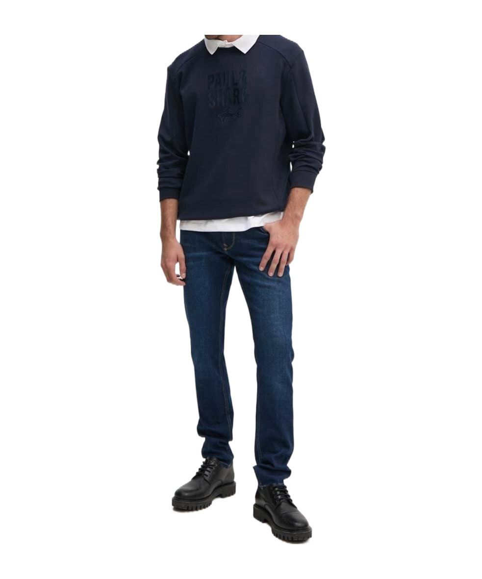 Paul & Shark Long-sleeved Round-neck Sweater In Black