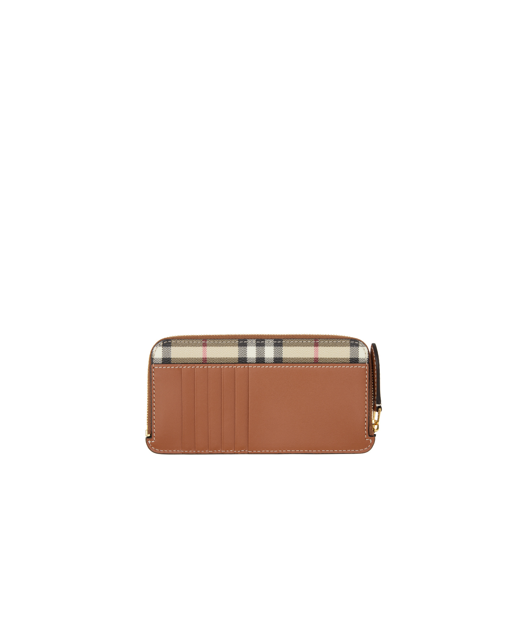 Burberry Check Zip Wallet In Nude