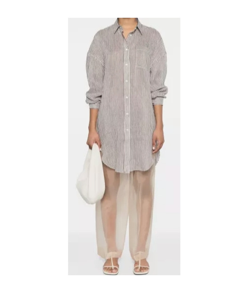 Brunello Cucinelli Langes Hemd Mit Streifen In White