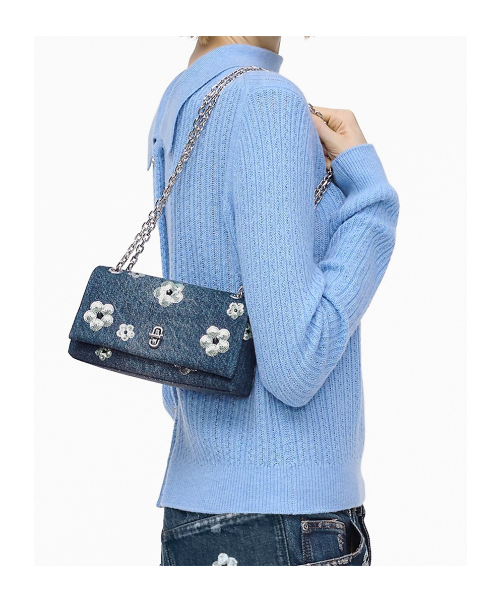 Marc Jacobs The Sequin Daisy Denim Dual Chain Mini Bag In Black