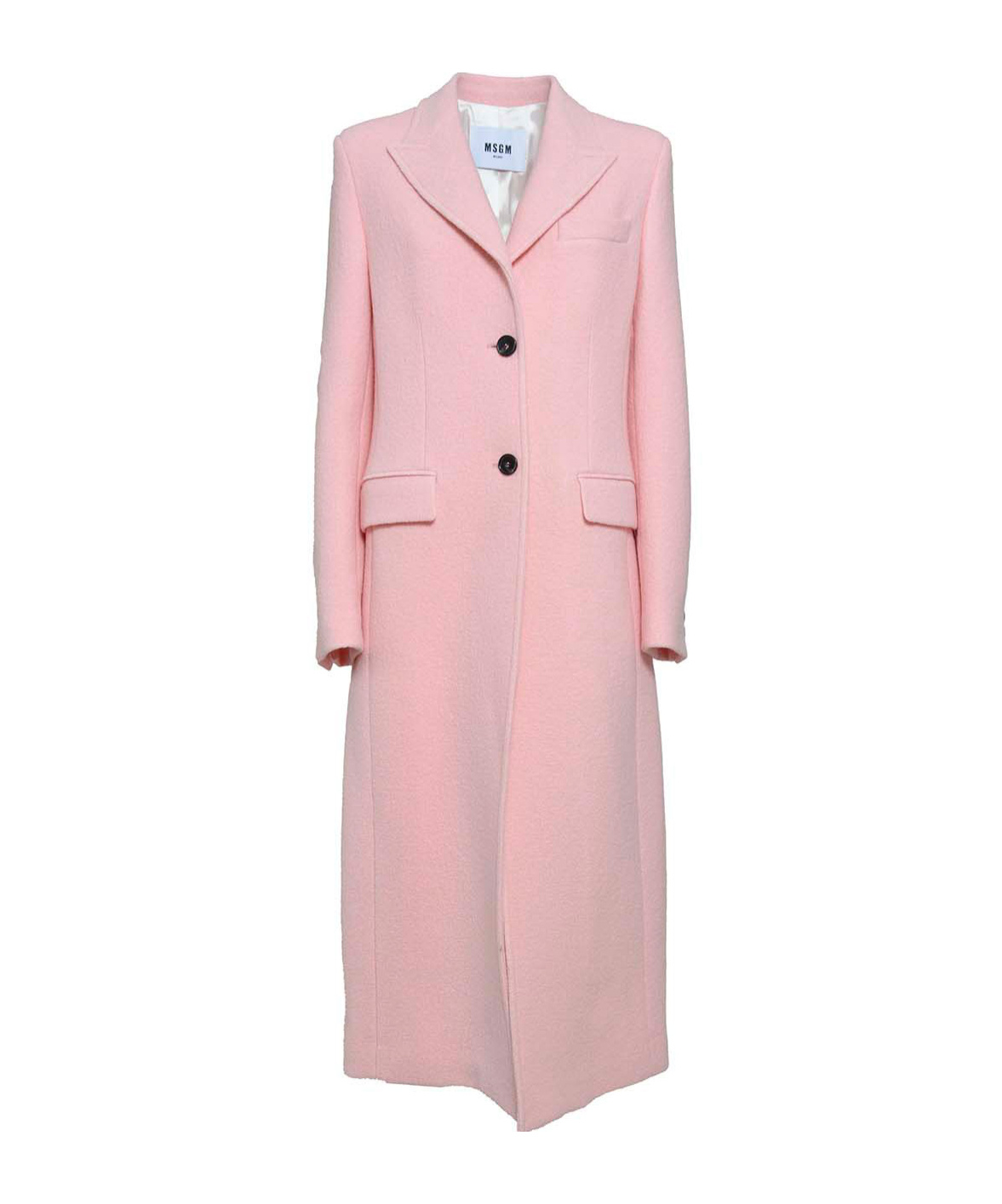 Msgm Logo-appliqu� Single-breasted Coat In Pink