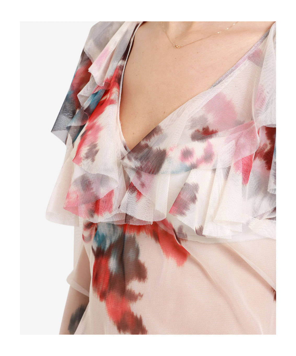 Philosophy Di Lorenzo Serafini Printed Tulle Blouse In White