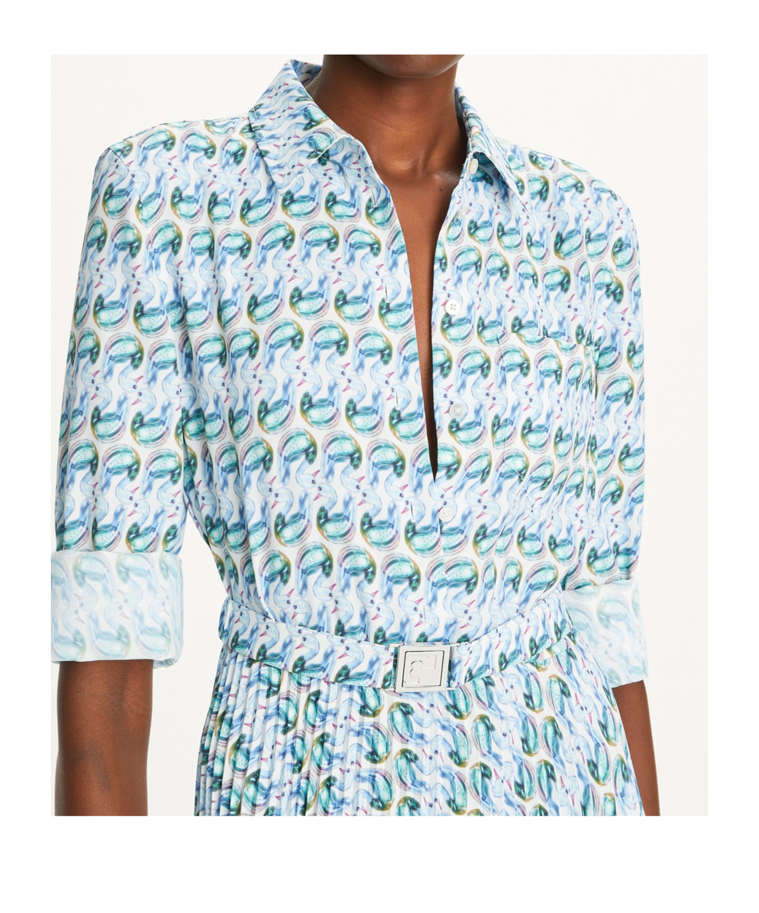 Tory Burch Abstract-pattern Print Midi Skirt In Blue