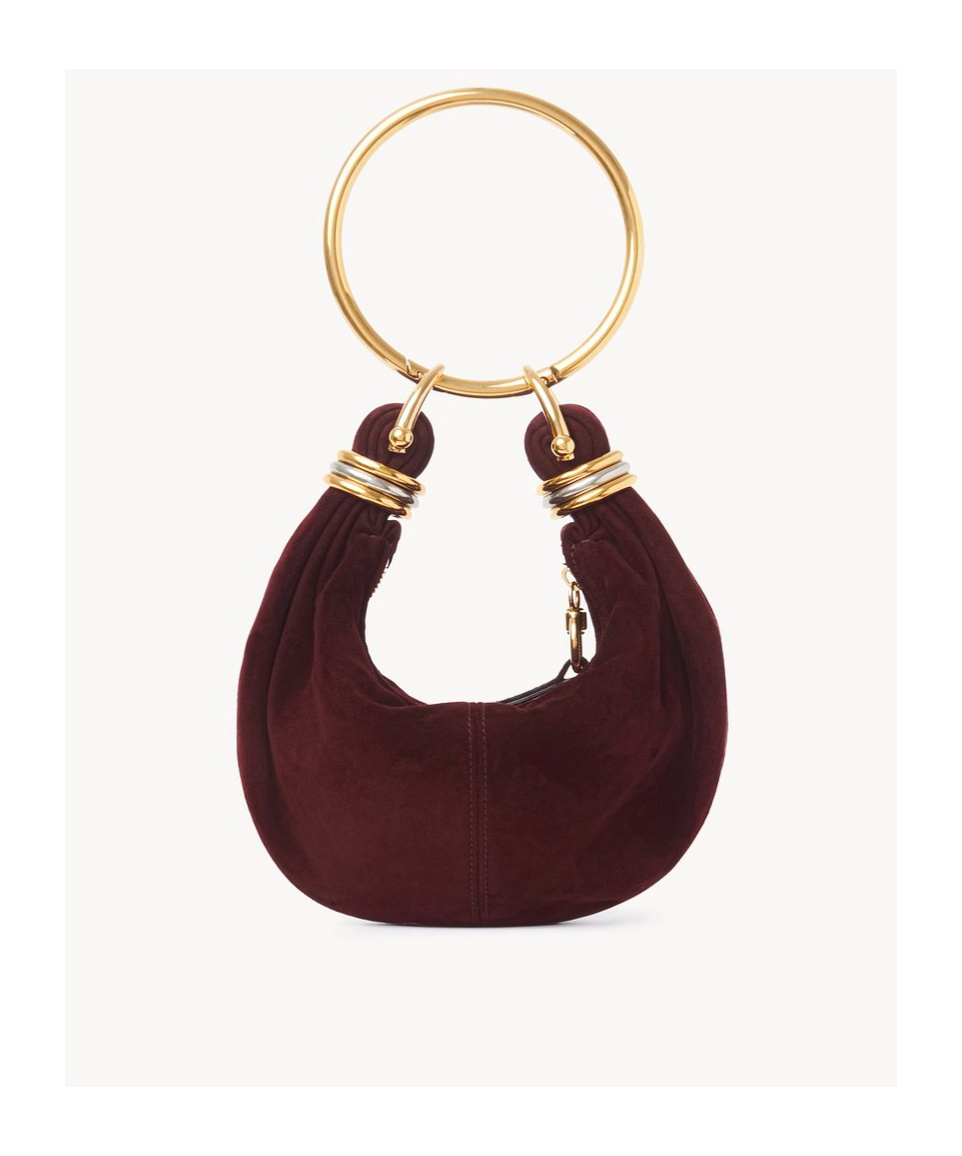 Chloé Mini Bracelet Hobo Bag In Suede Leather In Brown
